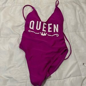 Purple high waisted swimsuit